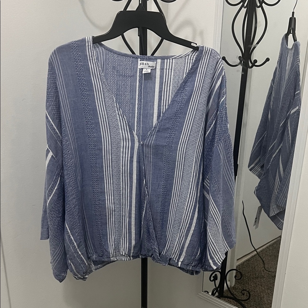 DASH STUDIO New Elegant Blue Striped Blouse